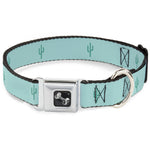 Dog Bone Seatbelt Buckle Collar - Cacti1 Aqua Blues