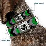 Dog Bone Seatbelt Buckle Collar - Chevron Green/Black/Gray