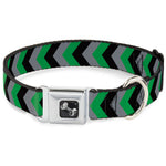 Dog Bone Seatbelt Buckle Collar - Chevron Green/Black/Gray