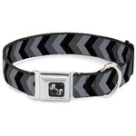 Dog Bone Seatbelt Buckle Collar - Chevron Gray/Black/Charcoal