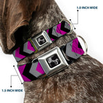 Dog Bone Seatbelt Buckle Collar - Chevron Purple/Black/Gray