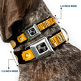 Load image into Gallery viewer, Dog Bone Seatbelt Buckle Collar - CHAMPION Belt/Icons Black/Golds