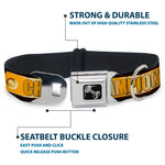 Dog Bone Seatbelt Buckle Collar - CHAMPION Belt/Icons Black/Golds