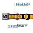 Load image into Gallery viewer, Dog Bone Seatbelt Buckle Collar - CHAMPION Belt/Icons Black/Golds