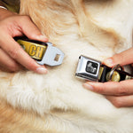 Dog Bone Seatbelt Buckle Collar - CHAMPION Belt/Icons Black/Golds