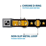 Dog Bone Seatbelt Buckle Collar - CHAMPION Belt/Flags/Stars Black/Golds
