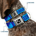 Load image into Gallery viewer, Dog Bone Seatbelt Buckle Collar - CALIFORNIA REPUBLIC/Bear/Stars Silhouette Blues