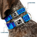 Dog Bone Seatbelt Buckle Collar - CALIFORNIA REPUBLIC/Bear/Stars Silhouette Blues