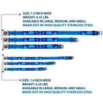 Dog Bone Seatbelt Buckle Collar - CALIFORNIA REPUBLIC/Bear/Stars Silhouette Blues