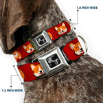Dog Bone Seatbelt Buckle Collar - Corgi Face/Rump Red
