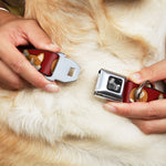 Dog Bone Seatbelt Buckle Collar - Corgi Face/Rump Red