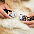 Load image into Gallery viewer, Dog Bone Seatbelt Buckle Collar - Corgi 3-Faces Black