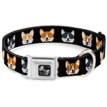 Dog Bone Seatbelt Buckle Collar - Corgi 3-Faces Black