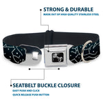 Dog Bone Black/Silver Seatbelt Buckle Collar - Constellations Scattered Midnight Blue/White