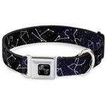 Dog Bone Black/Silver Seatbelt Buckle Collar - Constellations-14 Galaxy/White