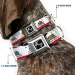 Dog Bone Black/Silver Seatbelt Buckle Collar - California Flag Continuous
