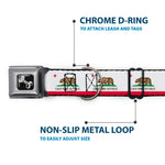 Dog Bone Black/Silver Seatbelt Buckle Collar - California Flag Continuous