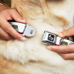 Dog Bone Black/Silver Seatbelt Buckle Collar - California Flag Continuous