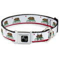Load image into Gallery viewer, Dog Bone Black/Silver Seatbelt Buckle Collar - California Flag Continuous