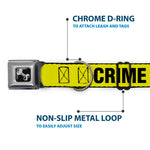 Dog Bone Seatbelt Buckle Collar - CRIME SCENE DO NOT CROSS Yellow/Black
