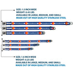 Dog Bone Black/Silver Seatbelt Buckle Collar - Colorado MANITOU SPRINGS Flag Blue/White/Red/Yellow