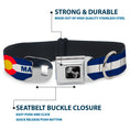 Load image into Gallery viewer, Dog Bone Black/Silver Seatbelt Buckle Collar - Colorado MANITOU SPRINGS Flag Blue/White/Red/Yellow