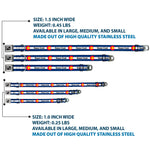 Dog Bone Black/Silver Seatbelt Buckle Collar - Colorado BEAVER CREEK Flag Blue/White/Red/Yellow