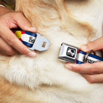 Dog Bone Black/Silver Seatbelt Buckle Collar - Colorado BEAVER CREEK Flag Blue/White/Red/Yellow