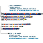 Dog Bone Black/Silver Seatbelt Buckle Collar - Colorado STEAMBOAT Flag Blue/White/Red/Yellow