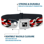Dog Bone Black/Silver Seatbelt Buckle Collar - Camo Red/Black/Gray/White