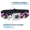 Load image into Gallery viewer, Dog Bone Black/Silver Seatbelt Buckle Collar - Camo Purple/Black/Gray/White