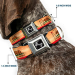 Dog Bone Black/Silver Seatbelt Buckle Collar - California Flag Continuous Vintage