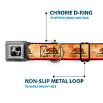 Dog Bone Black/Silver Seatbelt Buckle Collar - California Flag Continuous Vintage