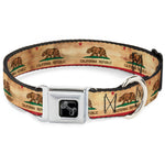 Dog Bone Black/Silver Seatbelt Buckle Collar - California Flag Continuous Vintage