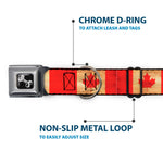 Dog Bone Black/Silver Seatbelt Buckle Collar - Canada Flag Continuous Vintage