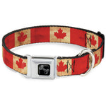 Dog Bone Black/Silver Seatbelt Buckle Collar - Canada Flag Continuous Vintage