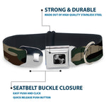 Dog Bone Black/Silver Seatbelt Buckle Collar - Camo Olive3
