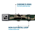 Dog Bone Black/Silver Seatbelt Buckle Collar - Camo Olive3