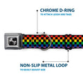 Load image into Gallery viewer, Dog Bone Black/Silver Seatbelt Buckle Collar - Checker Black/Rainbow Multi Color
