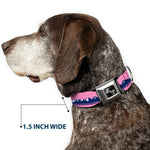 Dog Bone Black/Silver Seatbelt Buckle Collar - Colorado Flag Icon Mountain Skyline Pink/Blue/White