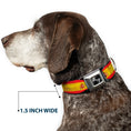 Load image into Gallery viewer, Dog Bone Black/Silver Seatbelt Buckle Collar - Spain Flag Continuous Vintage