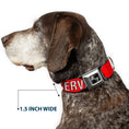 Load image into Gallery viewer, Dog Bone Black/Silver Seatbelt Buckle Collar - SERVICE DOG Red/Black/White