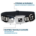 Load image into Gallery viewer, Dog Bone Black/Silver Seatbelt Buckle Collar - SEND IT Black/White
