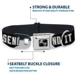 Dog Bone Black/Silver Seatbelt Buckle Collar - SEND IT Black/White