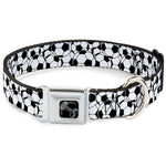 Dog Bone Black/Silver Seatbelt Buckle Collar - Soccer Balls Stacked