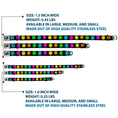 Load image into Gallery viewer, Dog Bone Black/Silver Seatbelt Buckle Collar - Smiley Face Melted Repeat Black/Multi Neon