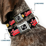 Dog Bone Black/Silver Seatbelt Buckle Collar - SAUCE Baseball Script Black/Multi Color