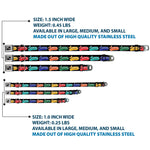 Dog Bone Black/Silver Seatbelt Buckle Collar - SAUCE Baseball Script Black/Multi Color