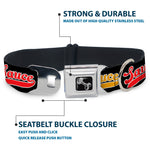 Dog Bone Black/Silver Seatbelt Buckle Collar - SAUCE Baseball Script Black/Multi Color
