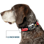 Dog Bone Black/Silver Seatbelt Buckle Collar - SAUCE Baseball Script Black/Multi Color